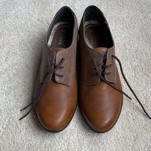 Naot Unisex Two-Tone Brown Leather Derbys